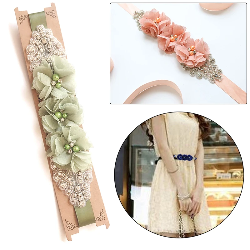 2019 New Fashion Beauty Flower Bridal Sash Rhinestone Wedding Party Bride Bridesmaid Belt Dress Streamer Girdle Waistbands Femme |
