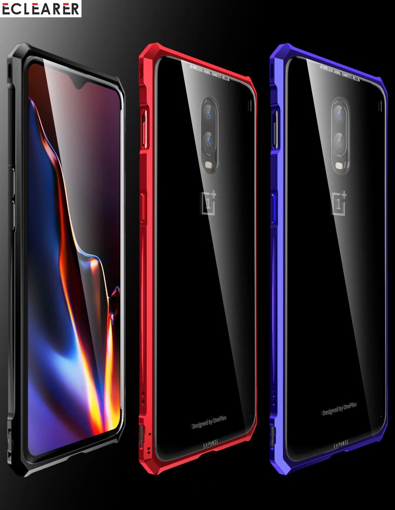 Чехол для OnePlus 6T One Plus 6T премиум-класса, алюминиевый металлический чехол в форме бриллианта для OnePlus 6T 9 H, прозрачная задняя крышка из закаленного стекла