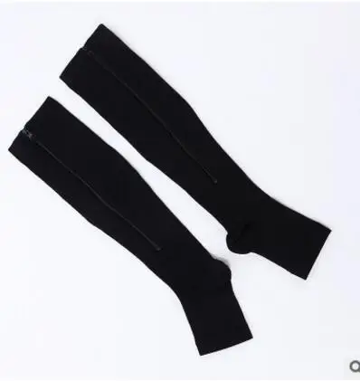 Black YWHUANSEN нейлон молния компрессионный носок, ноги поддержка колена Sox Предотвращение варикозного расширения вены стрейч тонкие ноги формирователь сжигать жир беременность - Цвет: Black