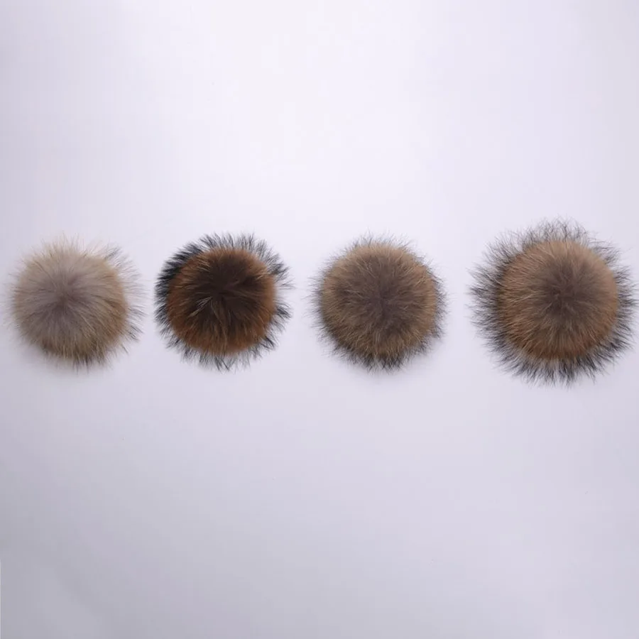 Шапка с помпоном из натурального меха енота 13 22 см 5 шт.|raccoon fur pompom|fur pompompompoms for hats |