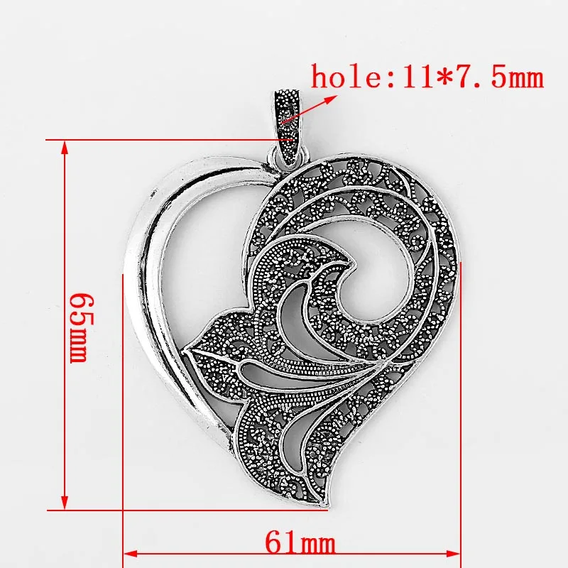 2 шт. подвеска в виде сердца 65 х61 мм|pendant for necklace|large pendants necklaceslarge silver |
