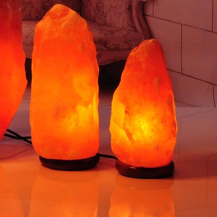 Гималайская солевая лампа натуральный минеральный камень с основанием из Нима +