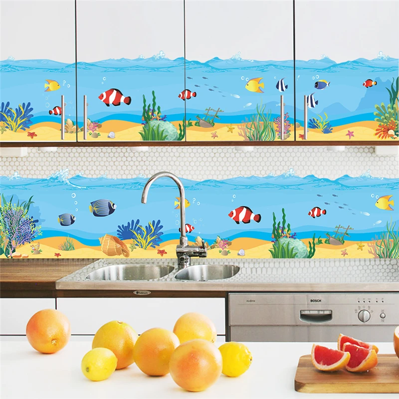Детская Настенная Наклейка Морское дно|mural art wall stickers|mural paintingsticker ds |
