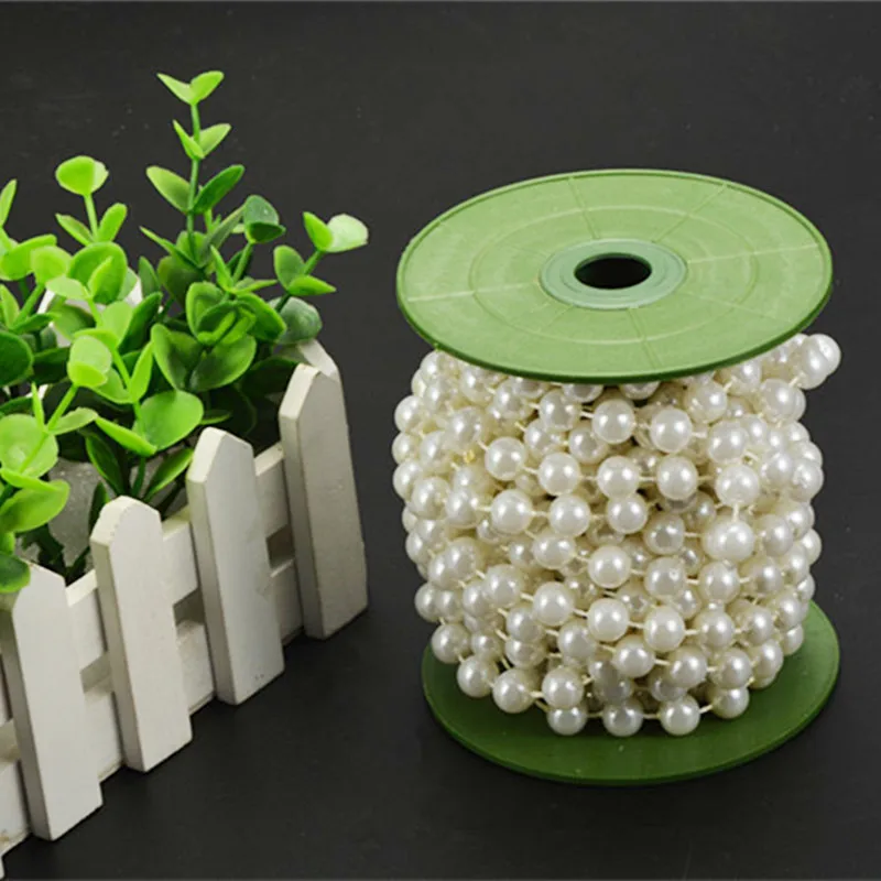 

5m 10mm Wedding Decoration ABS Plastic Faux Pearl Cotton Beads Strands Imitation Party Accessories