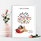 Бесплатная индивидуальная книга с отпечатками пальцев на заказ сделай сам для вечеринки в честь рождения ребенка