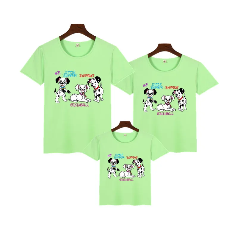 G54-green Dalmatian Fire Dog/футболка Одинаковая одежда для семьи Подарочная футболка на день рождения для папы, мамы и дочки, платье для мамы и меня - Цвет: G54-green
