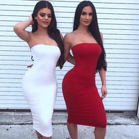 hot off shoulder strapless sexy women dress chest wrapping sleeveless long bodycon dress casual summer party pencil dress
