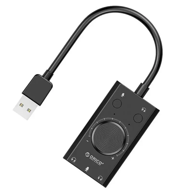 ORICO SC2 Внешний USB 2,0 Звуковая карта регулируемый объем 15 Гц-25 кГц 3-Порты и разъёмы наушники с микрофоном адаптер звуковой карты для ПК компьютер