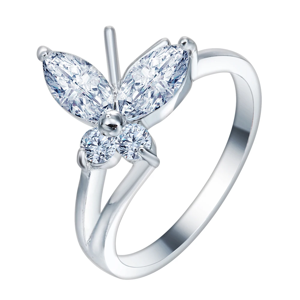 

VNFURU Shining Butterfly Rings Micro Pave Zircon Silver-Color Rings For Women Female New Fashion Ring Party Wedding Jewelry Gift