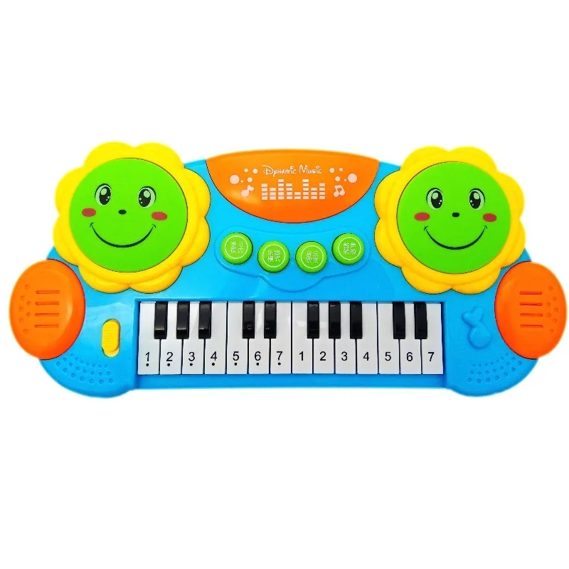 blue 37 см детская клавиатура музыкальный инструмент игрушка пианино с светильник и звук детский барабан Обучающие Игрушки для раннего развития для детей подарок - Цвет: blue