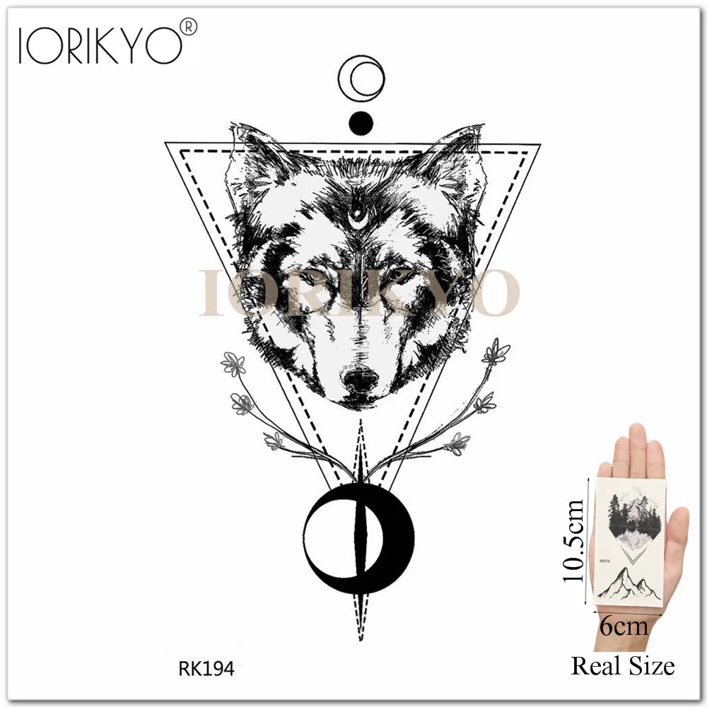 IORIKYO черный геометрической формы в форме черепа Временная тату наклейка для