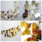 Набор зеркальных наклеек на стену в виде бабочек (12 шт.)