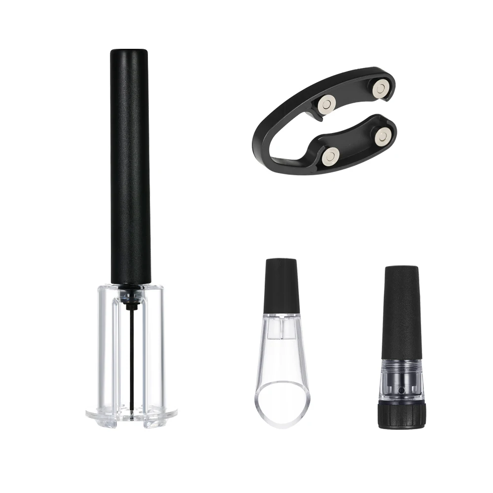 

4pcs/set Wine Bottle Opener Set Air Pressure Wine Bottle Opener Corkscrew Remover Foil Cutter Pourer Vacuum Stopper Home Tools