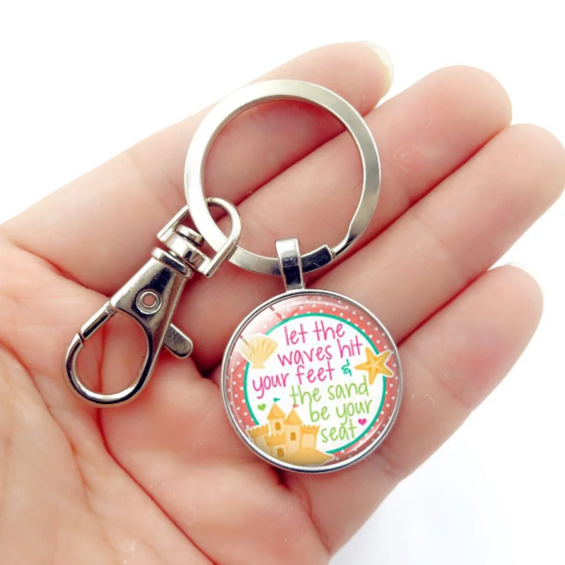 Жизнь полна солнечного света круглый стеклянный фотоузор брелок серебристый