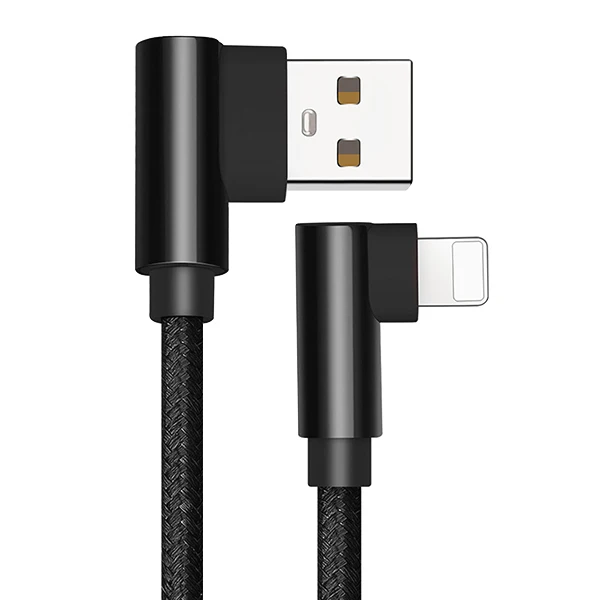 Черный ACCEZZ usb зарядный кабель для передачи данных освещение для Apple iphone X 8 7 6 6S Plus XR XS MAX 5C 5 SE 90 градусов телефон зарядное устройство Шнур - Цвет: Черный