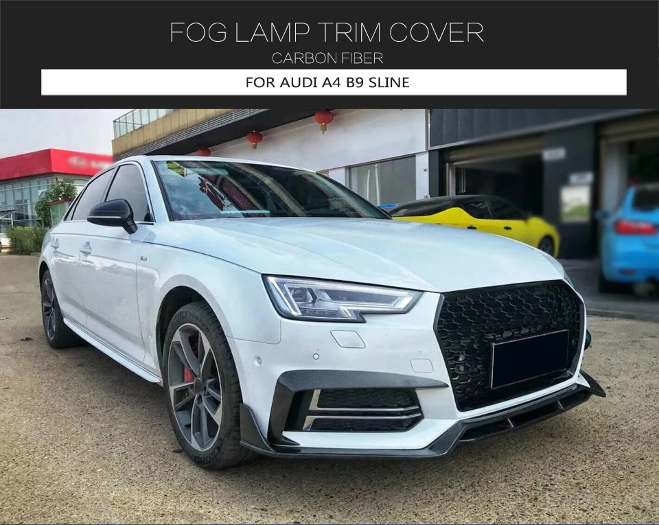 Для AUDI A4 B9 Sline S4 2 шт. передняя противотуманная фара из углеродного волокна разветвители воздуха отделка вентиляционных отверстий Canards