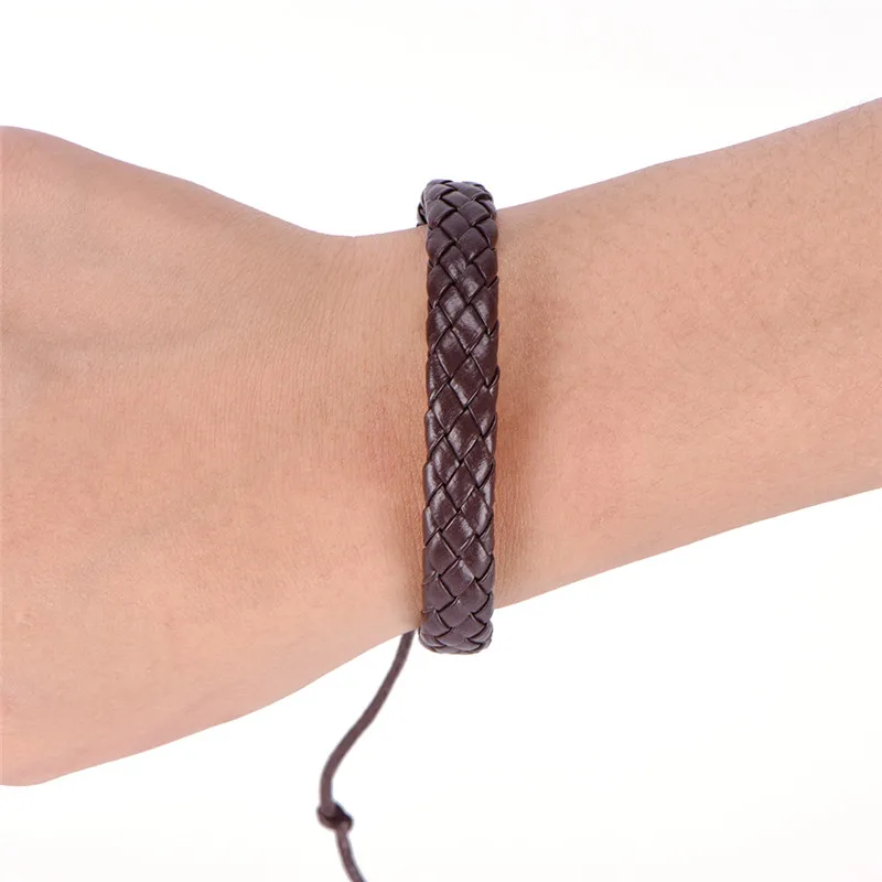 Fashion Men Black Leather Bracelet Friendship Bracelets &amp Bangles Pulseras Hombre Punk Jewelry Gift | Украшения и аксессуары