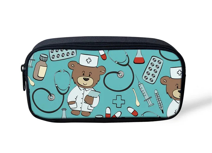YQ1027K FORUDESIGNS Функциональная сумка детский пенал Студенческая косметичка милый медсестер медведь печать косметичка для косметики - Цвет: YQ1027K