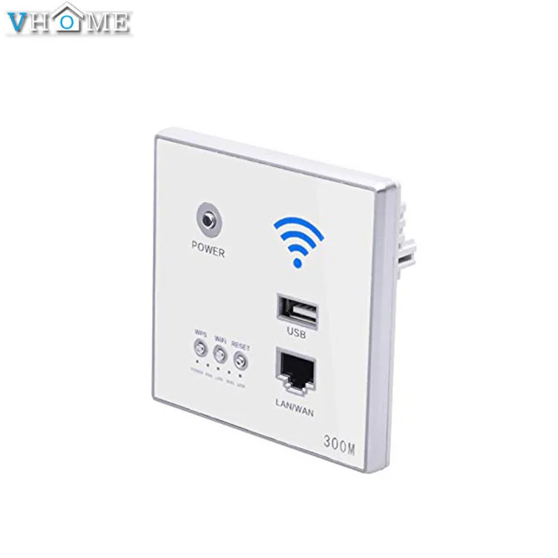 Настенный роутер Vhome 300 Мбит/с, 110 В/220 В, реле питания, умный Wifi ретранслятор, удлинитель, настенная Встроенная панель, настенная розетка, Usb розетка, черный цвет - Тип: White
