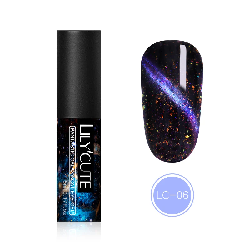 LC-06 LILYCUTE УФ-гель для ногтей кошачий глаз с блестками, Магнитный Гель-лак для ногтей, маникюрный лак, дизайн ногтей 5 мл - Цвет: LC-06