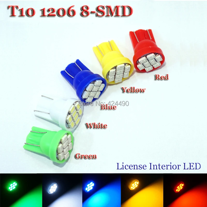 100 шт. светодиодный W5W T10 194 168 W5W 3020 8SMD светодиодный парковочная лампа авто боковое освещение лампа габаритного фонаря яркий белый задний фонарь, лампочки