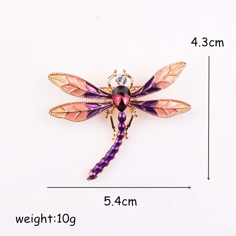 LUBOV фиолетовый хвост дракон муха дизайн кристалл камень инкрустированные золотой цвет металлические броши булавки трендовые женские вечерние ювелирные изделия