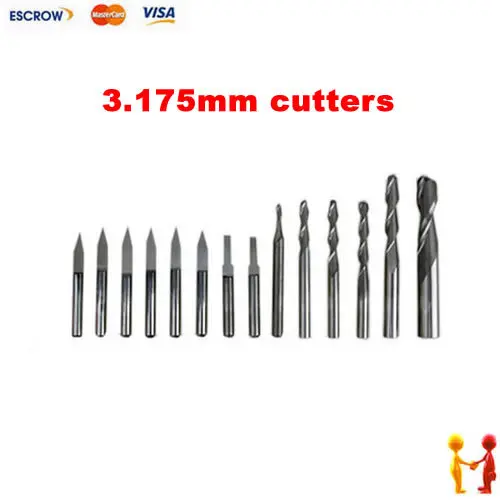 

Freeshipping, 3.175mm CNC tool bits including Flat bottom knife and milling cutters tools, 14pcs/lot