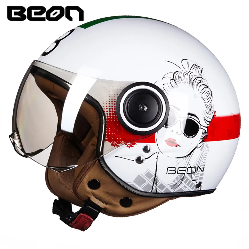 BEON moto rcycle шлем для скутера 3/4 с открытым лицом винтажный женщин Casque Casco cicleta Capacete