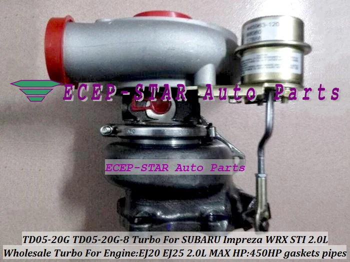 TD05-20G TD05 20 г TD05-20G-8 турбокомпрессор с водяным охлаждением для SUBARU Impreza WRX STI EJ20 EJ25 2.0L 450HP с прокладками+ труба