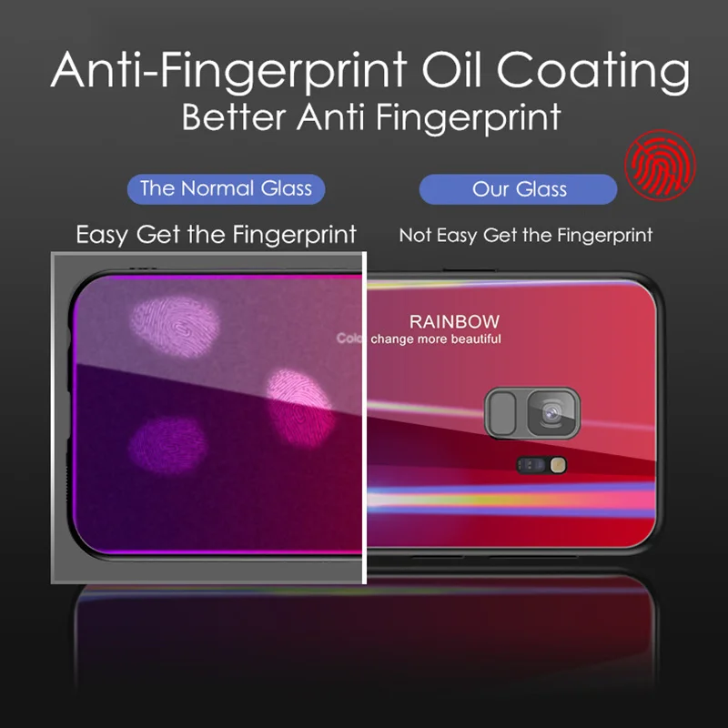 Aojun Новый Красочный закаленное Стекло чехол для телефона samsung Galaxy S9 плюс градиент