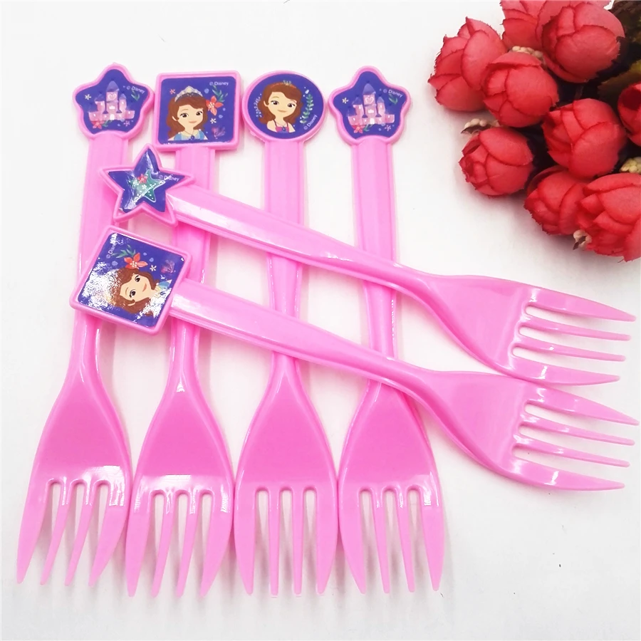 

6pc/set Plastic Forks Sofia Princess Party Supplies Cartoon Theme Birthday Festival Party Decoration For Kids Event Party Favor