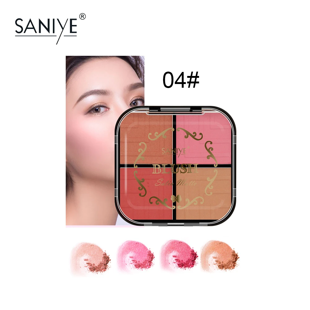04 SANIYE, 4 цвета, тени для век, пудра, румяна, палитра, 3D контур для лица, корейские румяна, пудра, макияж для лица, румяна E0423 - Цвет: 04