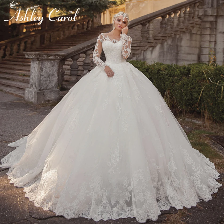 

Бальное платье Эшли Карол, свадебное платье 2022, сексуальное платье принцессы с длинным рукавом, Роскошное винтажное свадебное платье, Vestido De Noiva