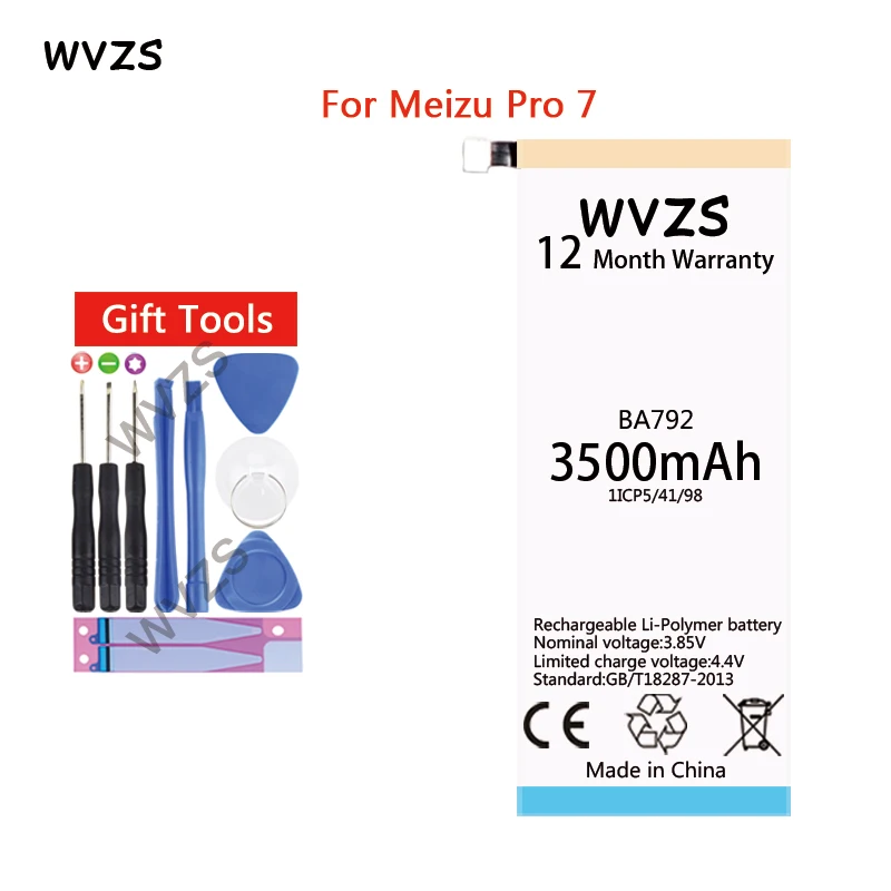 Wvzs 3500 мАч литий полимерный аккумулятор BA792 для Meizu Pro 7 Сменные