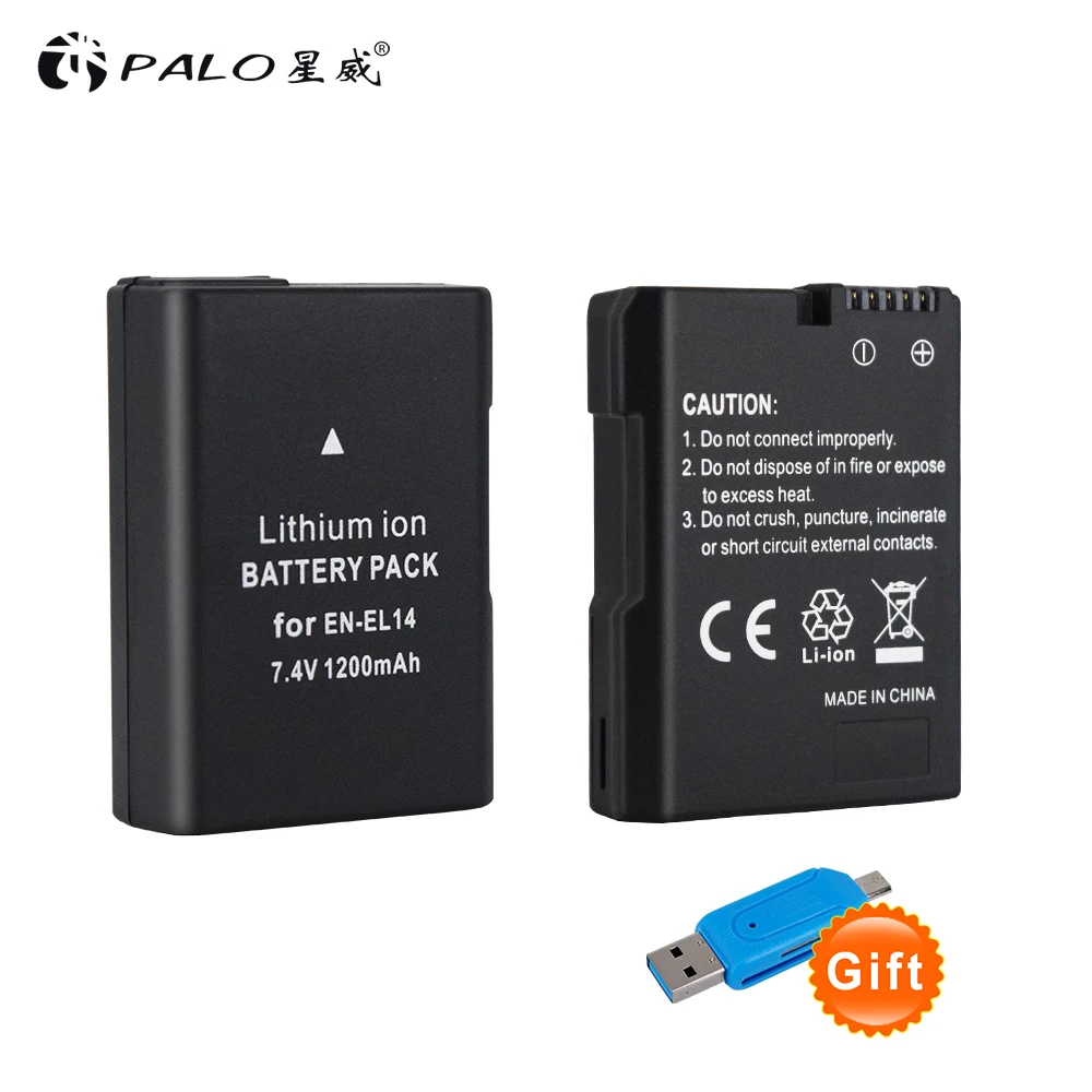 

PALO 2PCS camera battery 1200mah 7.4v li-ion digital battery pack for Nikon D3100 D3200 D3300 P7100 P7200 P7800 D and P series