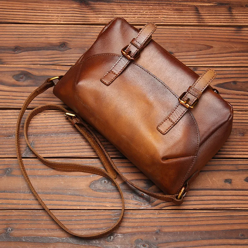 Женская сумка мессенджер из натуральной воловьей кожи винтажная через плечо