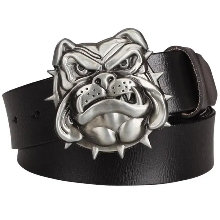 Ремень мужской из натуральной кожи Модный ковбойский пояс с металлической