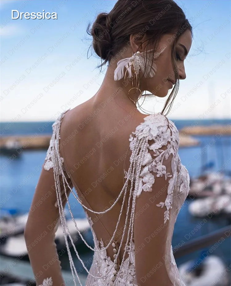 Женское свадебное платье с длинным рукавом и V-образным вырезом | Свадьбы