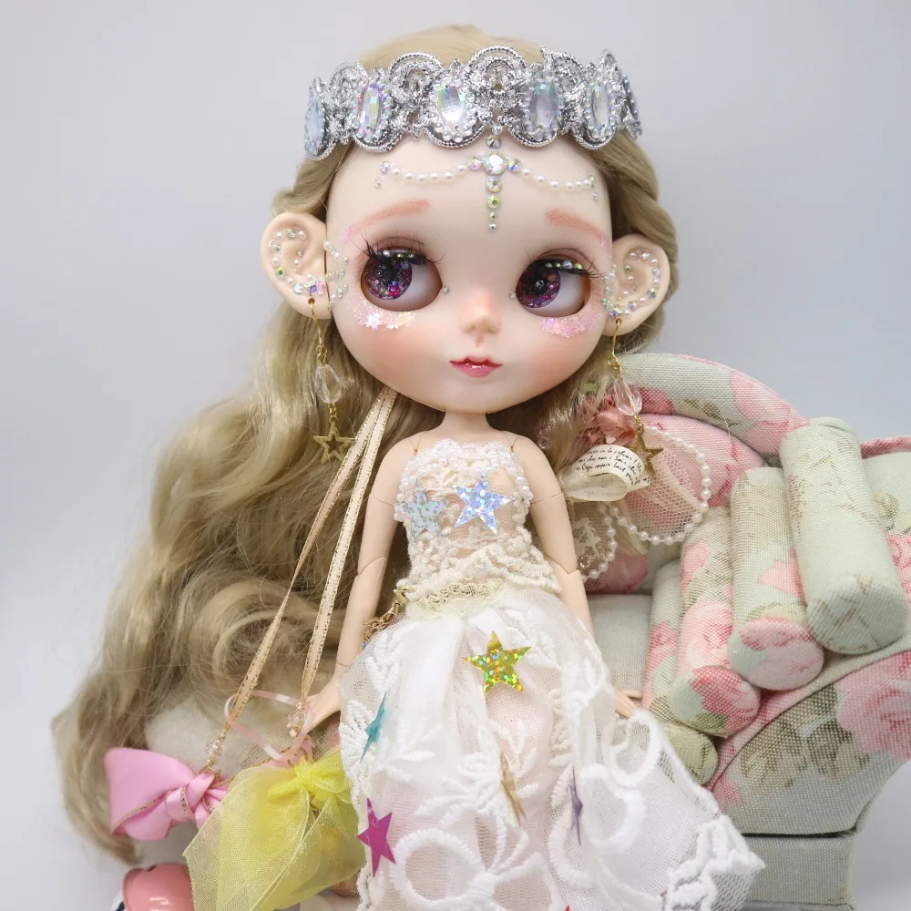 Кастомизация кукла DIY соединение тела Обнаженная blyth кукла для девочек, включая одежду и серьги Красивая девушка