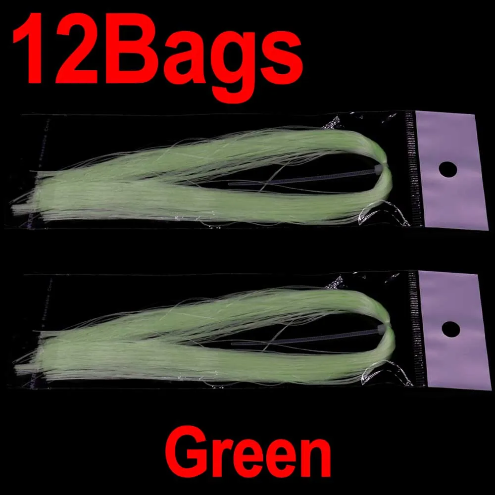 12bags Green Wifreo 12 сумка для завязывания мушек люминесцентный гольян волокно EP светящийся материал для рыбалки джиг крючок приманки для изготовления УФ светящейся форели морская установка - Цвет: 12bags Green