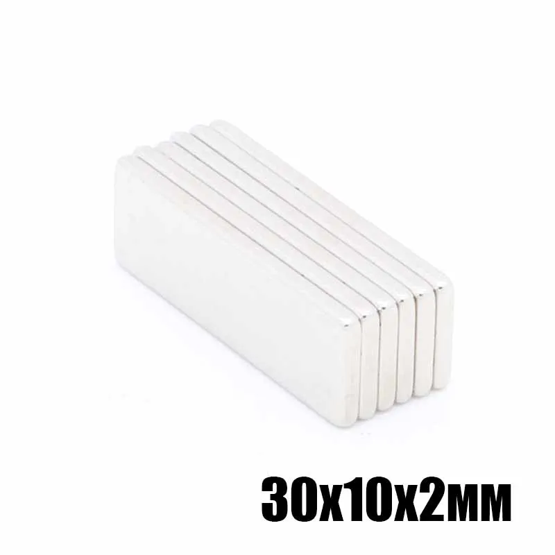 Супермощный блок неодимовый редкоземельный магнит 50 шт. 30 х10х2 мм никель