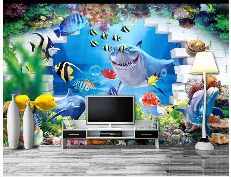 Пользовательские 3d обои с изображением фрески 3 d мультфильм росписи для детской