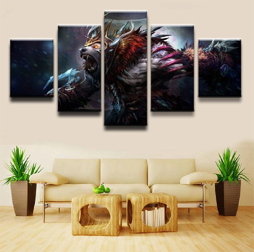 HD печать 5 шт. DOTA 2 Roshan существо Картина на холсте настенная живопись плакат