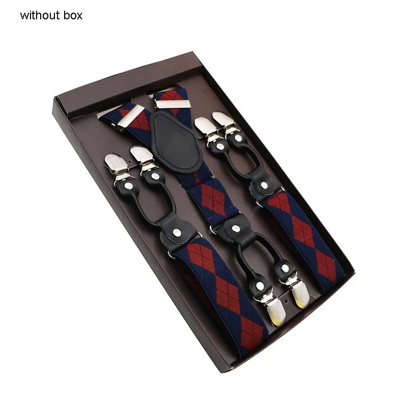 29 Black Real Leather 6 Clips Suspenders Braces Vintage Casual Suspensorio Tirante Trousers Strap Bretele Dad/Husband's Gift - Цвет: 29