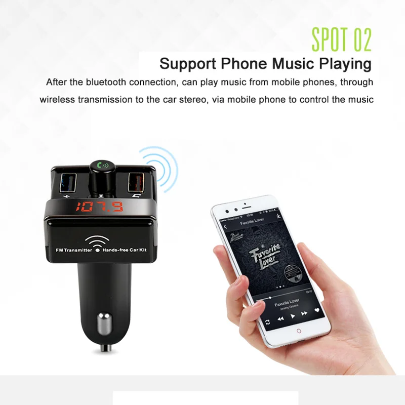 JONSNOW MP3-плеер USB Автомобильное зарядное устройство Поддержка TF карта U диск воспроизведение AUX музыка fm-передатчик Беспроводная гарнитура Bluetooth автомобильный комплект
