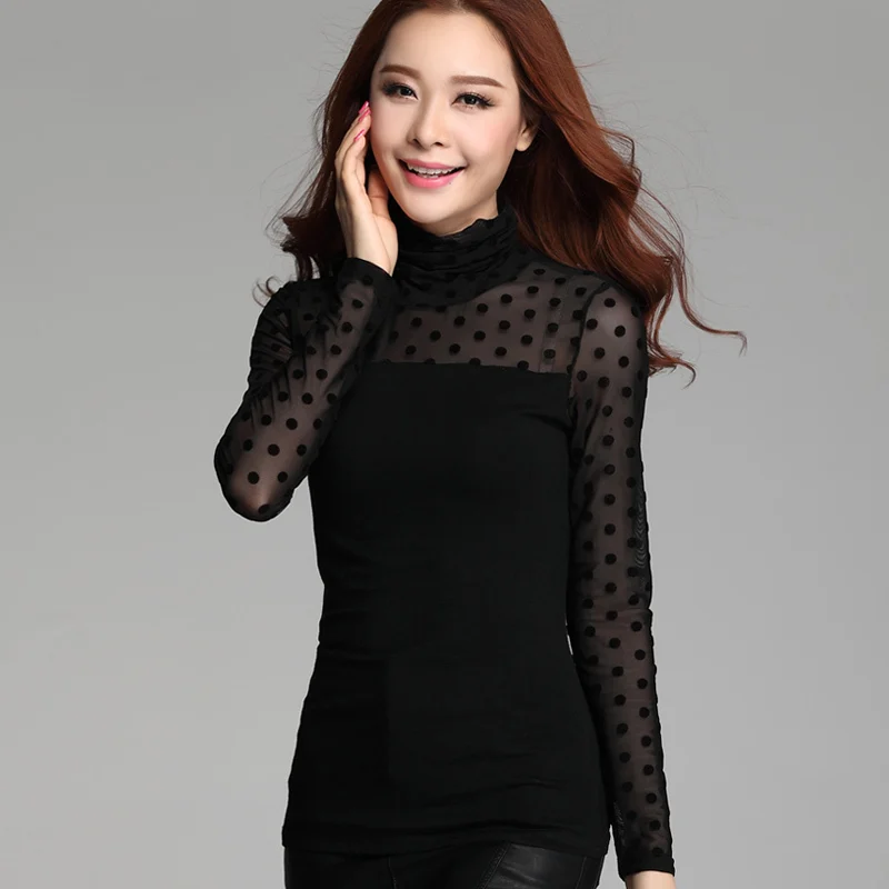 Женские блузки с длинным рукавом 2017 женские кружевные feminina плюс размер XXXL