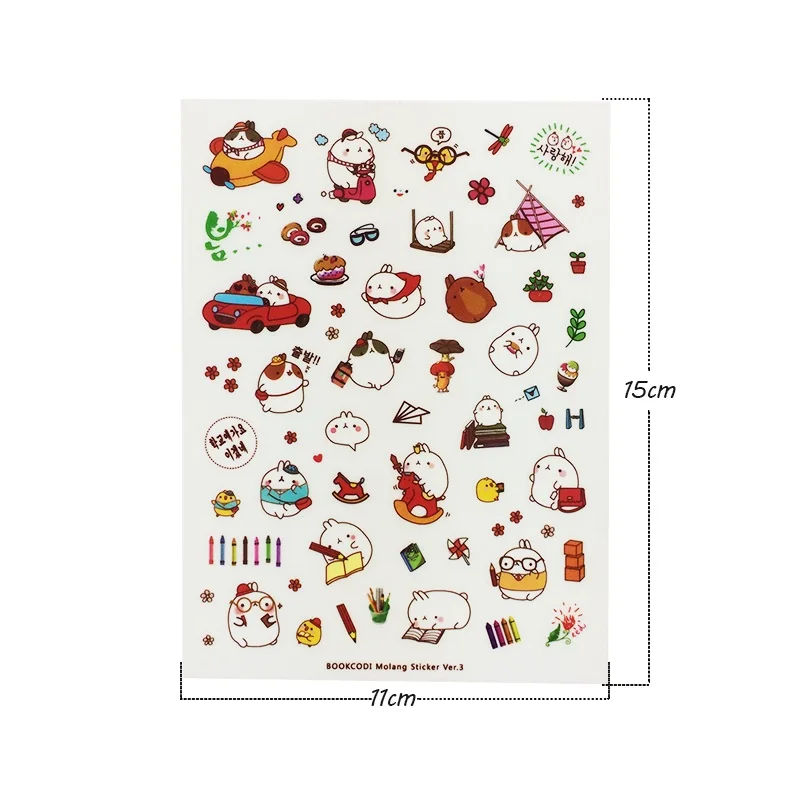 6 Sheets/set Lovely Rabbit Decorative Stickers Kids Home Wall Decor Cute Animal Creative DIY Cartoon Stickers|Наклейки| |