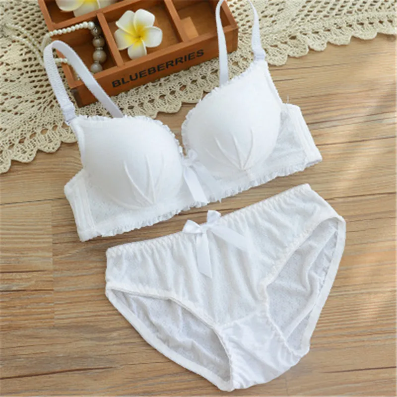 

Комплект нижнего белья для девочек-подростков, бюстгальтер + трусы из мягкого хлопка, 2018