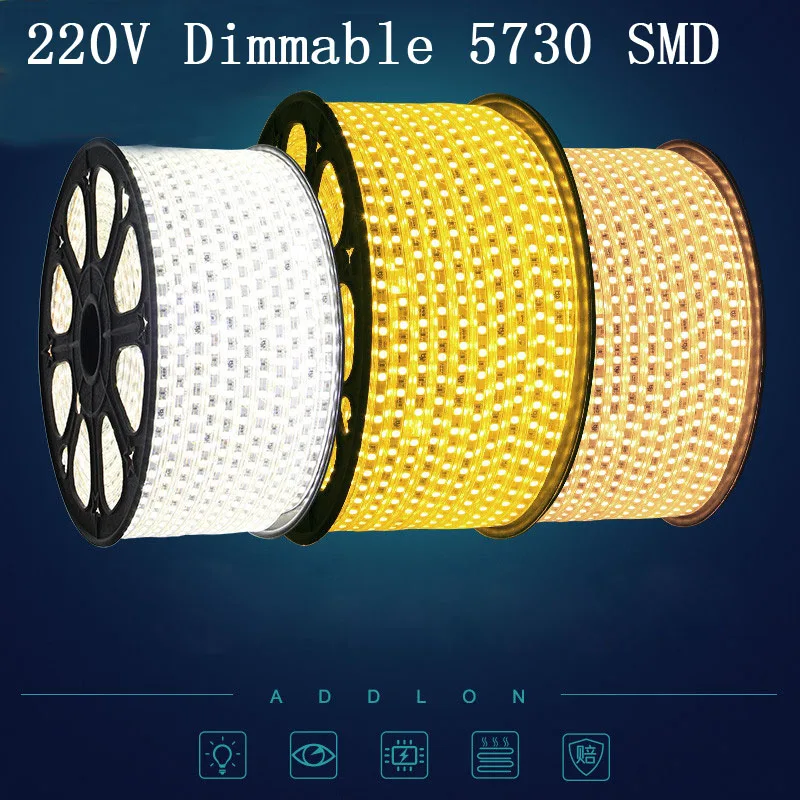 20 м/лот 120 светодиодов/м Светодиодная лента AC220V SMD 5630/5730 белый/теплый белый