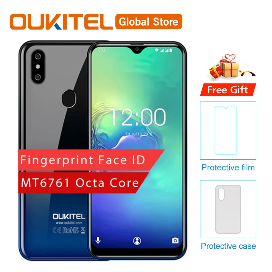 OUKITEL C15 Pro Android 9 0 19:9 MT6761 2 + 16 Гб отпечатков пальцев Face ID 4G LTE смартфон 4G/5G Wi Fi капли